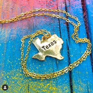 Gold Texas Pride Charm Necklace 18” gold plated chain